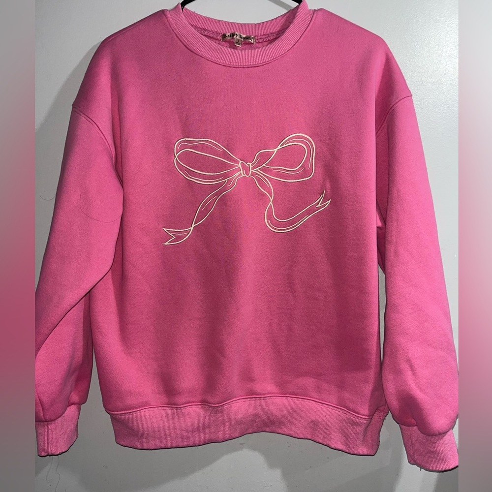 Pink Bow Crew Neck Sweatshirt